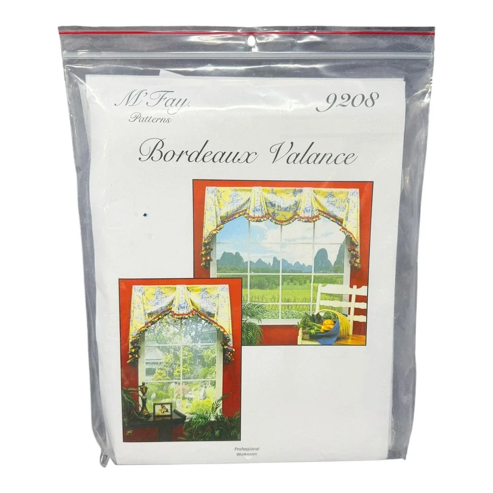 Vintage M'Fay Bordeaux Valance Pattern 9208 Cut Complete Drapery Pattern 1990s